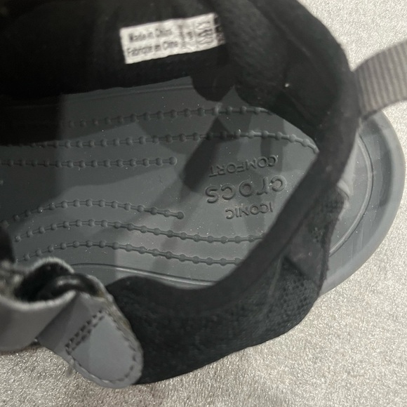 [US8]CROCS Swiftwater Mesh Deck Sandals Black and Gray Slip-Ons - Picture 6 of 7